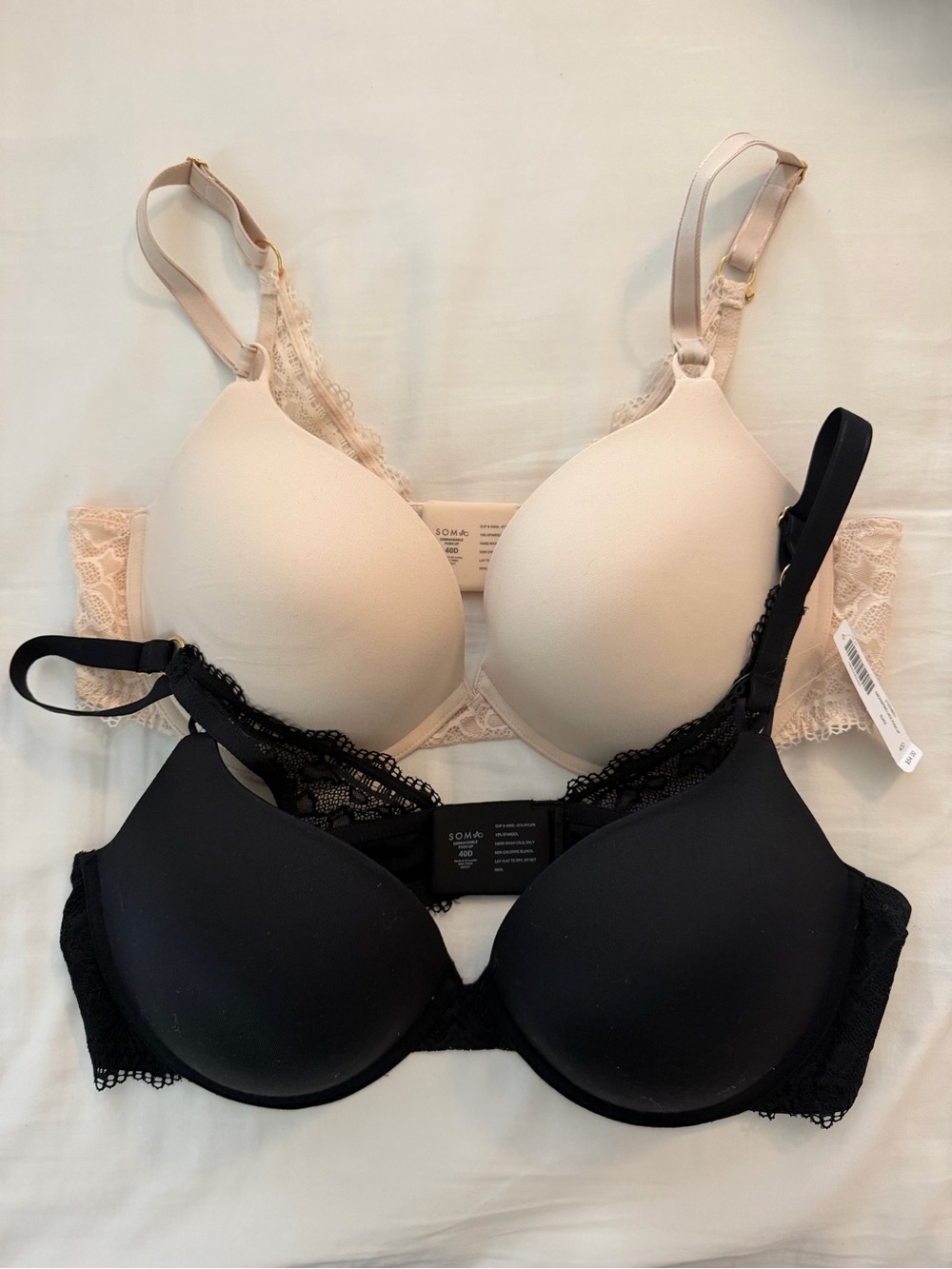 Soma Embraceable Push-Up Bra Bundle – Black (NWT) & Nude – Size 40D